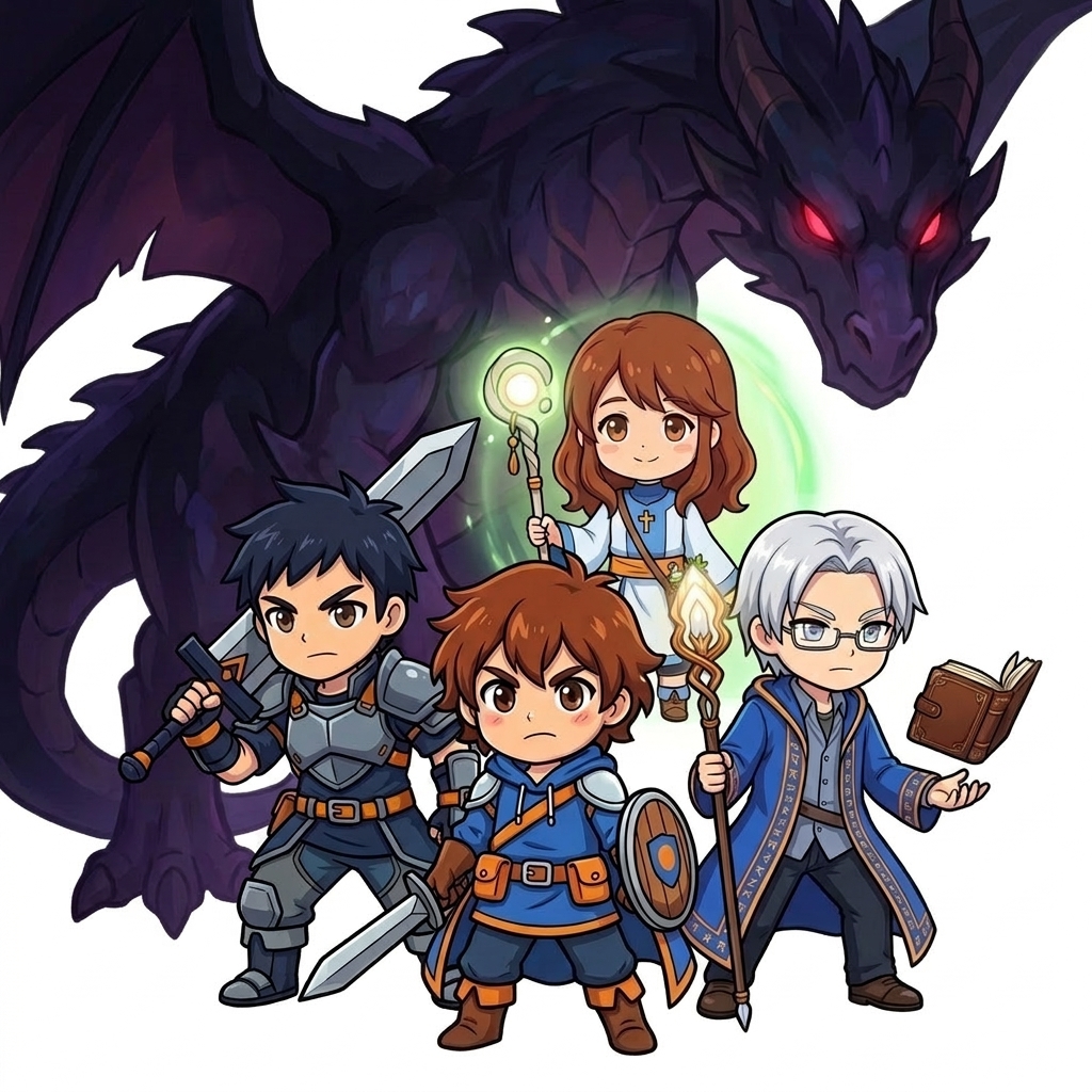 SingHD採用 — ラスボス戦（4職業パーティ vs ドラゴン）